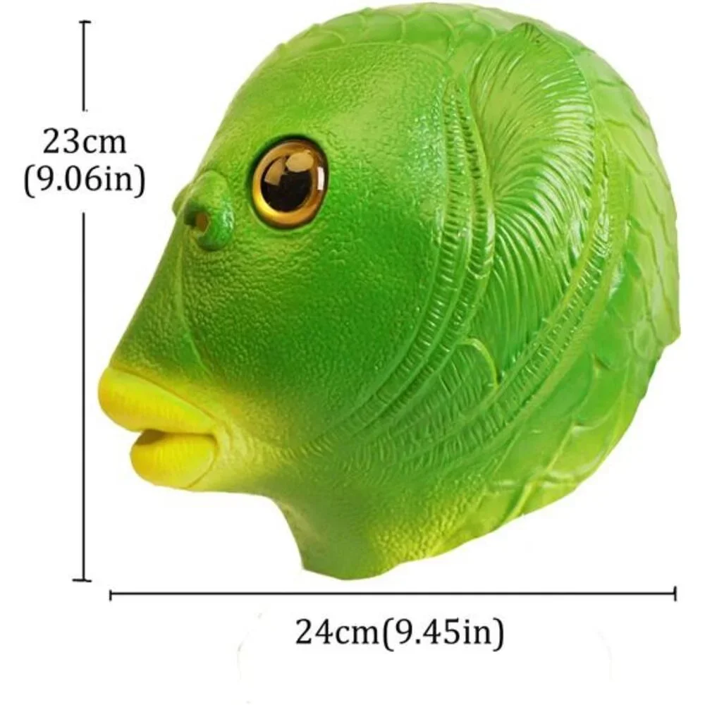 Green Fish Mask Funny Latex Full Head Realistic Mask Fancy Dress for Halloween